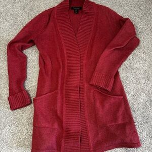 Tahari Rich Red Ribbed Cardigan